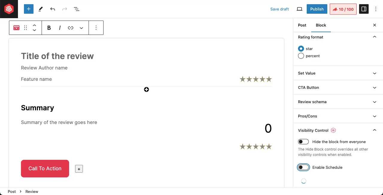 Expand the Visibility Control option
