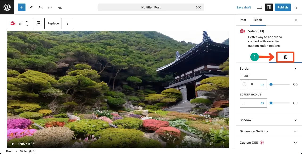 Customize the video block